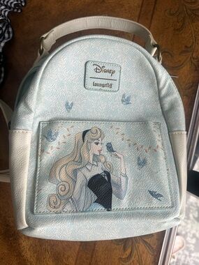 Loungefly Light Blue and Cream Sleeping Beauty Aurora Mini Backpack